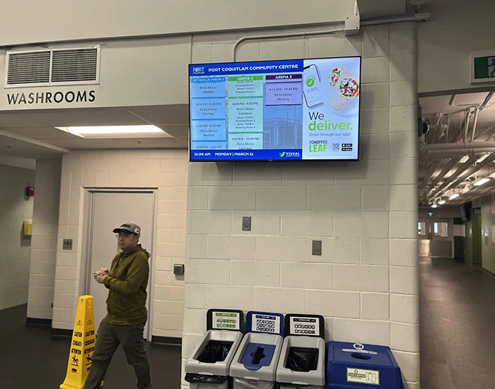 Arena advertising inside a Calgary community sports facility